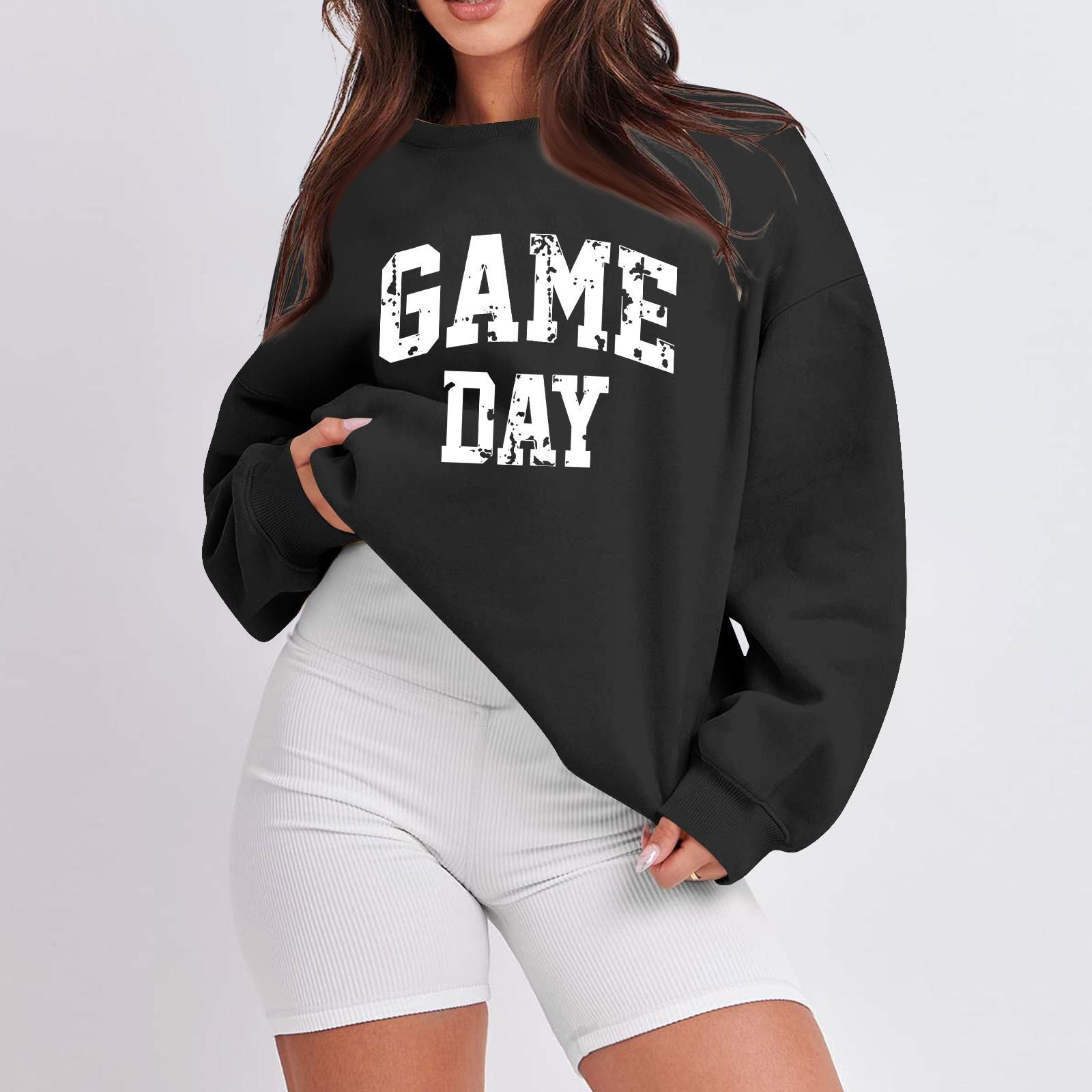 

Женская повседневная мода с длинным рукавом и принтом, с круглым вырезом, свободная толстовка L чёрный