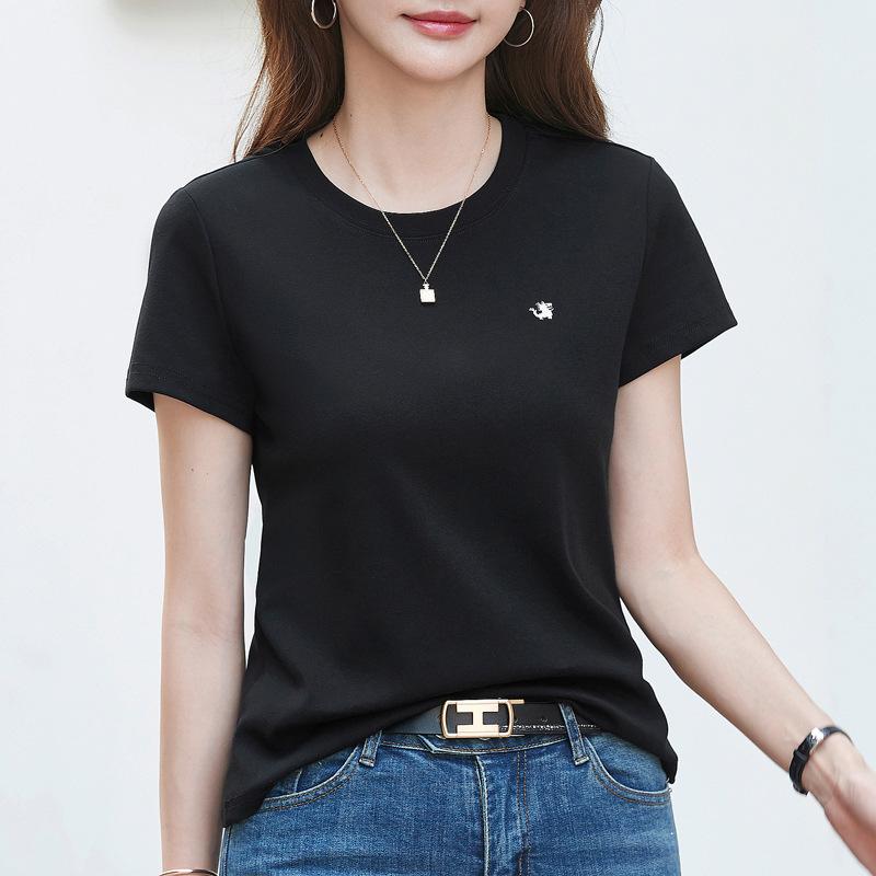 

Летняя женская футболка однотонная с круглым вырезом и коротким рукавом 2XL чёрный