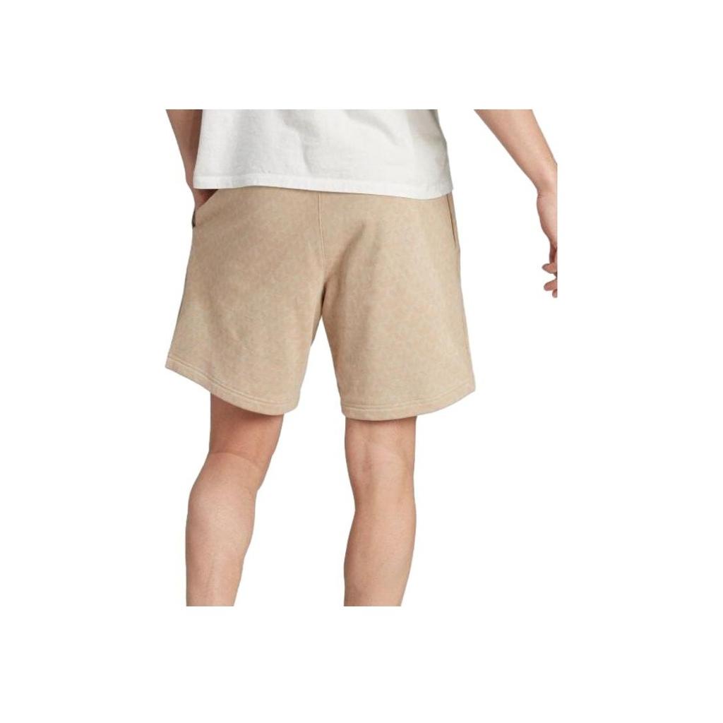 Adidas Originals Logo All-Over Print Knit Elastic Waist Straight-Leg Casual Shorts Men Bottoms Beige IJ7460