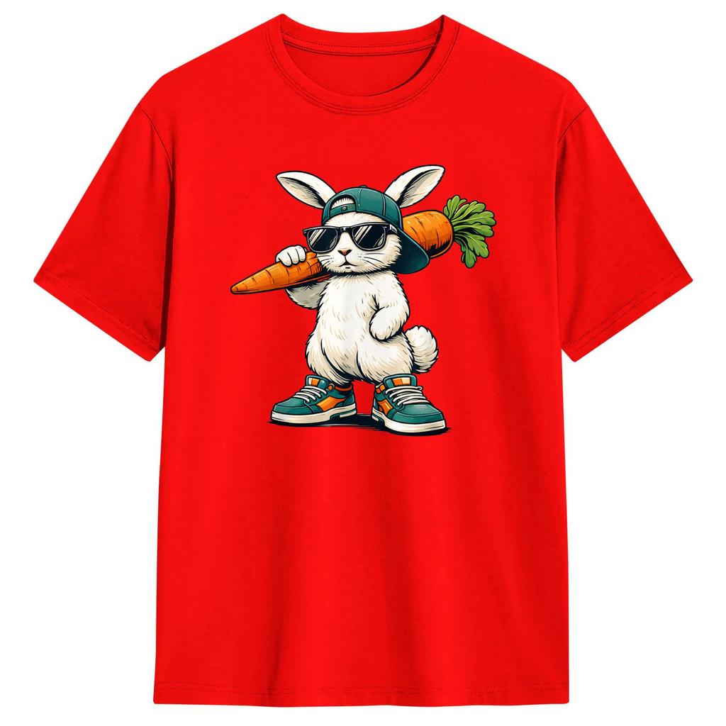 Funny Easter Bunny with Carrot Rabbit T Shirts for Unisex 100 Cotton Funny TShirt O Neck Tees Short Sleeve Clothes Summer