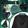 Formemory Halloween Costume Complete Includes and Magic Wand and Lights Unisex Cosplay Magic Wand Size Set, 4-Piece Set, Green, Robe, Necktie, Scarf,