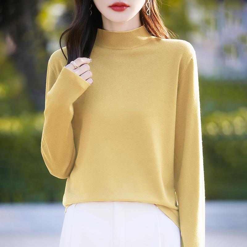 Dámský celoroční svetr z 50% vlny a 50% hedvábí | Lehký teplý pulovr z příze | Luxusní úplet z kašmírového hedvábí