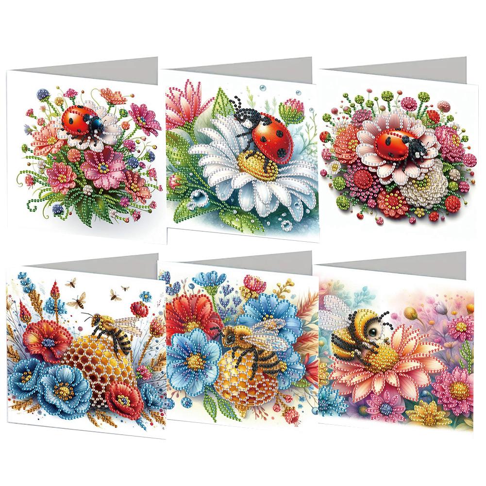 6pcs DIY Diamond Painting Greeting Card Set Handmade Rhinestone Diamond Art Mosaic Postcards Thank You Cards & Holiday Blessings