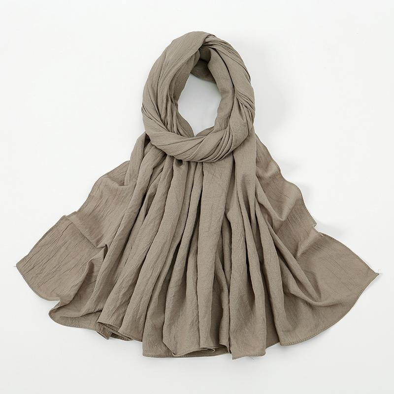 New Muslim Hijabs For Women Scarf Plain Long Shawls Femme Musulman Soft Crinkle Cotton Headscarf Wraps Islamic Turban Headband