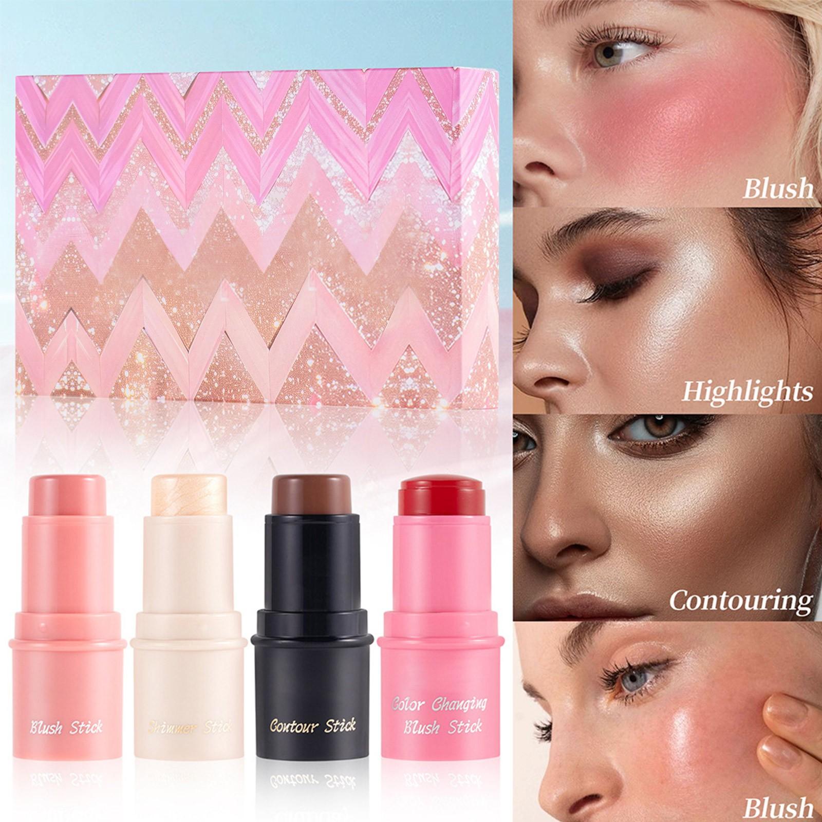 

Контурирующие палочки для румян Highlighter Blush Набор из 4 контурирующих палочек для создания контуров лица, которые не жирные, водостойкие и долговечные белый