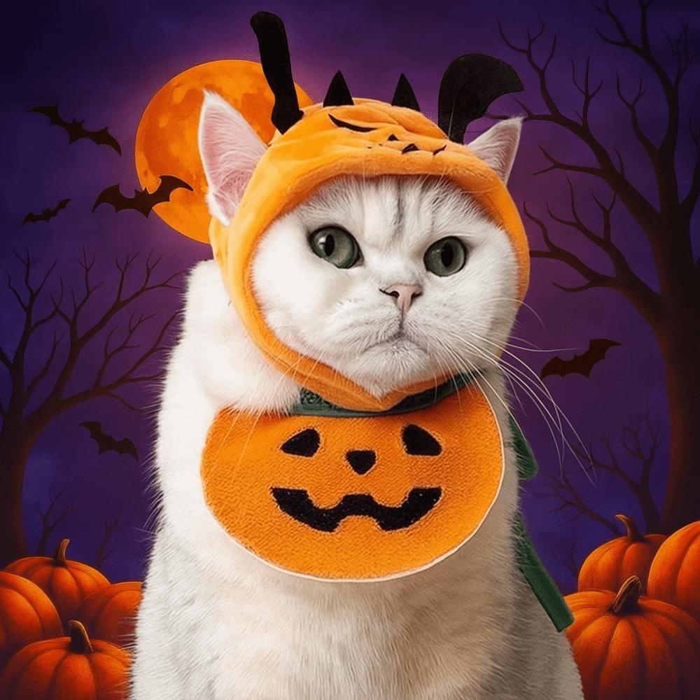Comfortable To Wear Pumpkin Dog Scarf Adjustable Kitty Saliva Towel Cute Halloween Pet Bib  Cat
