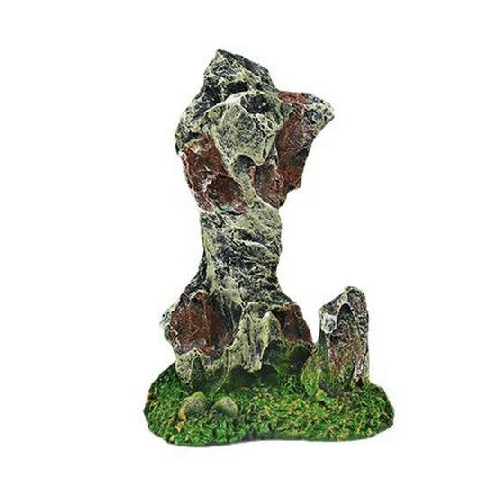 Aquarium Resin Rockery: Small Stone Decor with Aquatic Plant Simulation & Pine Bark