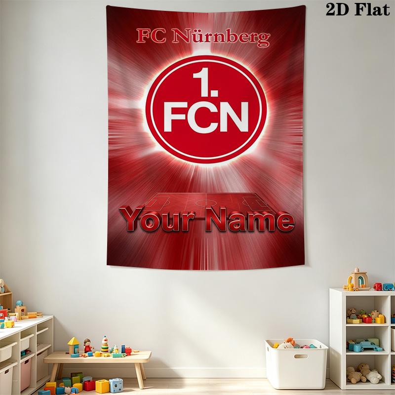 Name Custom 1.FC Nürnberg Logo Wall Tapestry Aesthetic Wall Hanging Printed Fabric Blanket Decorative Tapestries for Bedroom Living Room Home Decor