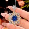 Jewelry Copper Bottom Gold-Plated Simulation Blue Spinel Cornflower Light Luxury Suit Women 12-10M