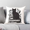 Black Cat And Books Square Pillowcase Polyester Linen Velvet Printed Zip Decorative Throw Pillow Case Home Cushion Cover 45X45