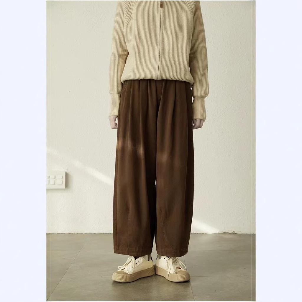 Loose and Large Version Meat-covering Nine-point Casual Pants Children's 2025 Spring New Elastic Waist Thin Wide-leg Pants