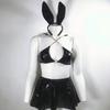 Women Sexy Lingerie Latex Bunny Lingerie Rabbit Ears Patent Leather Erotic Underwear Hot Sex Outfit Cosplay Porno Costumes