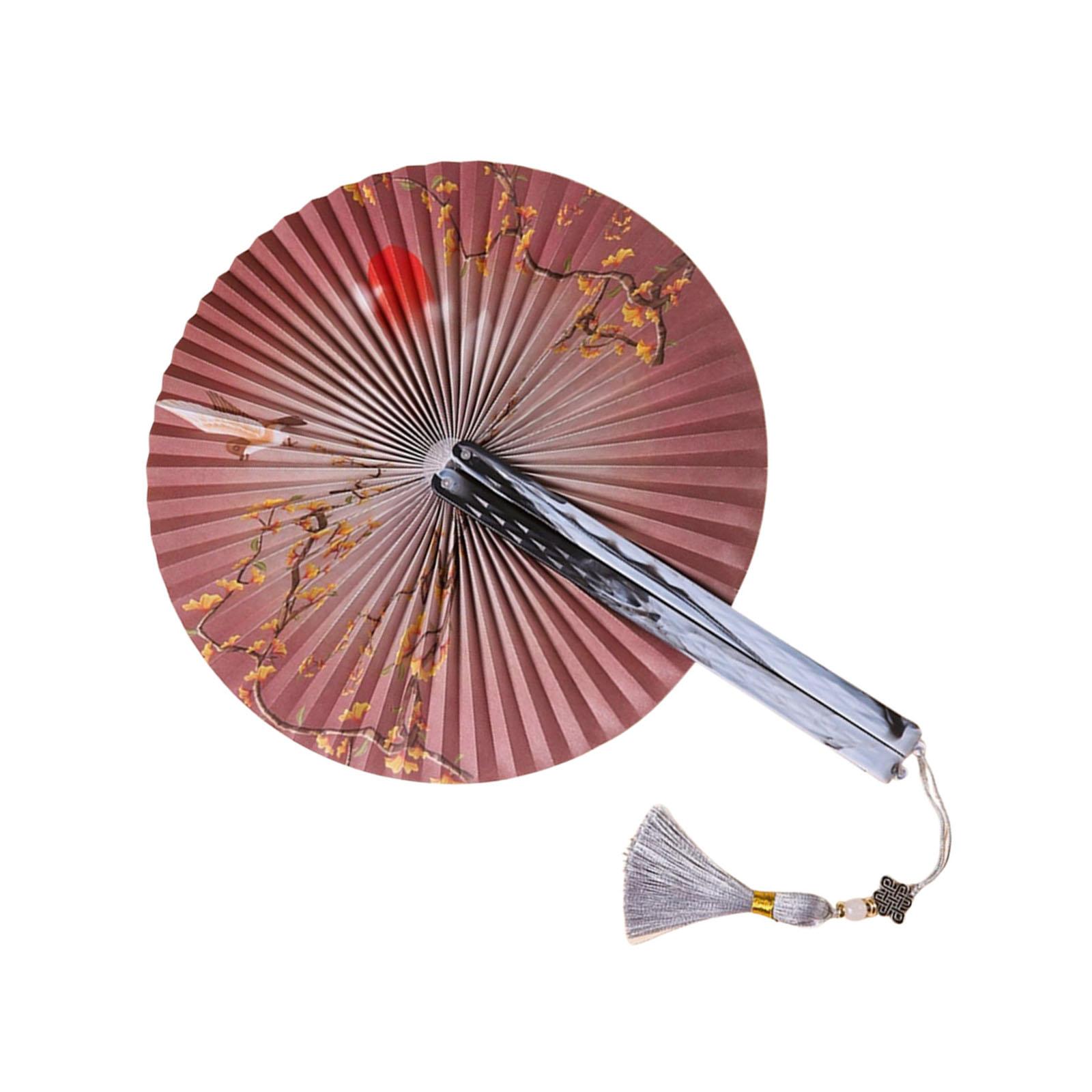 

Ручной веер с кисточкой, складной магнитный веер для женщин, винтажный бумажный веер для свадеб и украшений 4