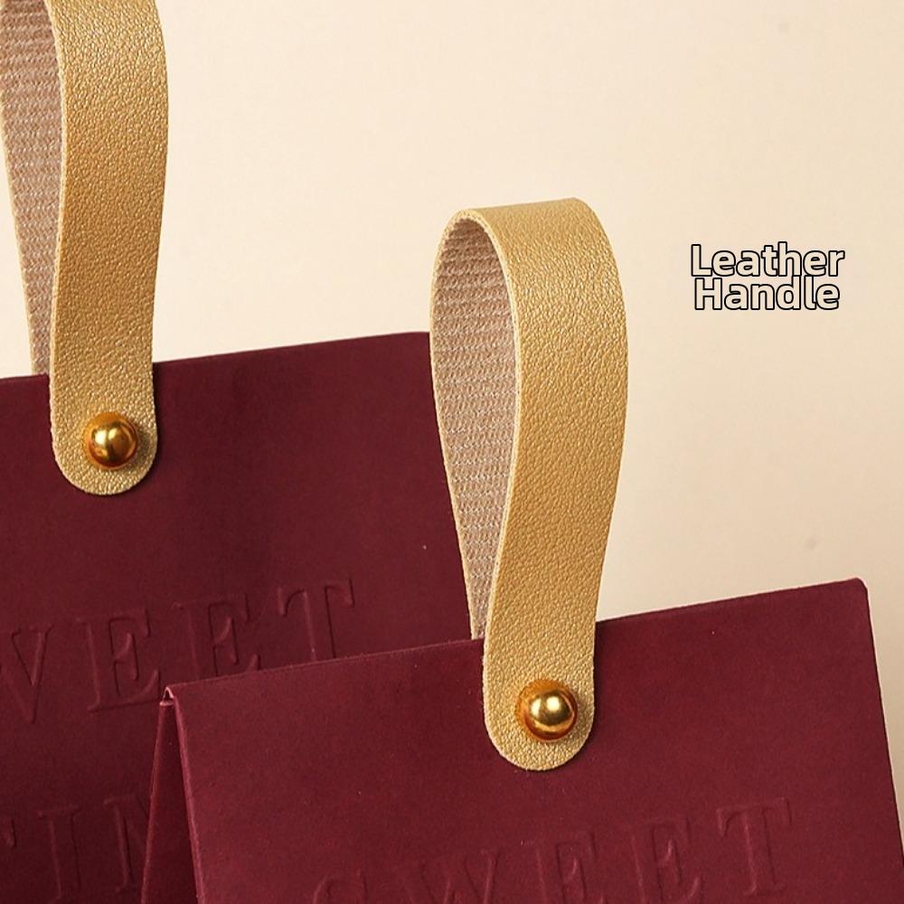 10pcs Kraft Paper Party Favor Bag Leather Handle Wedding Candy Bag Wedding Gift Box  Party Supplies