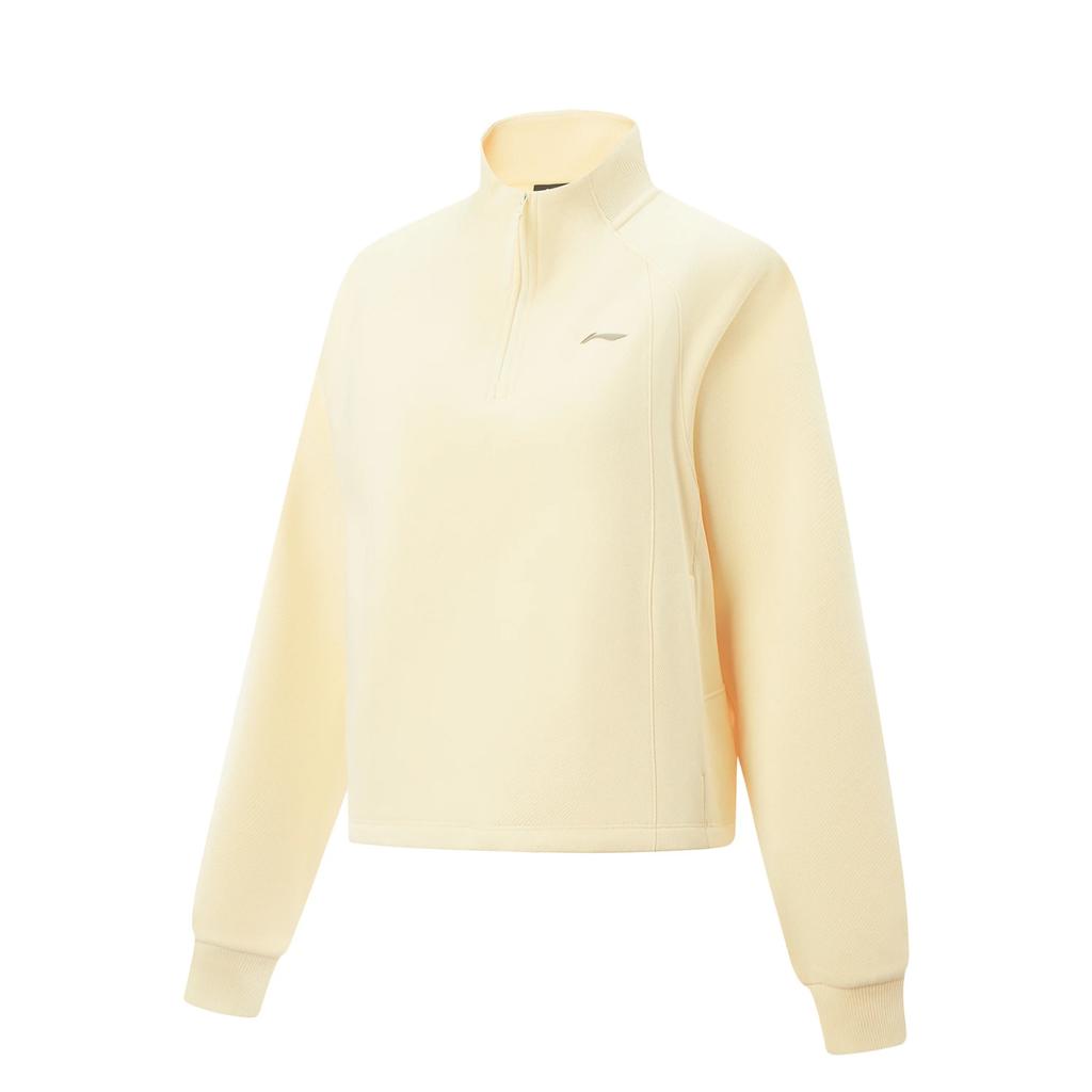 Li Ning Fitness Series Stand Collar Pullover Loose Sweatshirt Women Sweatshirt AWDV946-1