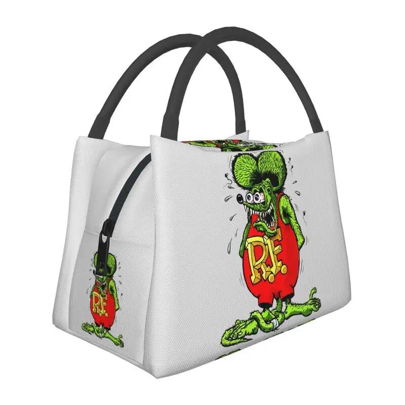 Rat Fink Animace Anime Kreslený Izolované Obědové Tašky pro Ženy Nepropustná Termo Chladicí Obědová Krabička Kancelář Piknik Cestování