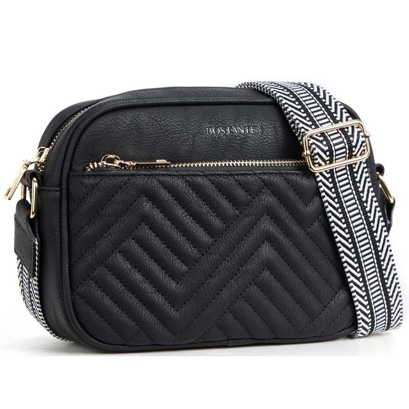 

New women s multi-zipper small messenger bag wide shoulder strap mobile phone wallet pu single shoulder messenger bag 24*7.6*17（cm） чёрный
