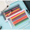 Nylon Transparent Zipper Pencil Case Solid Color Zipper Clear Stationery Bag Makeup Pouch Travel Case Mesh Cosmetic Storage Bag