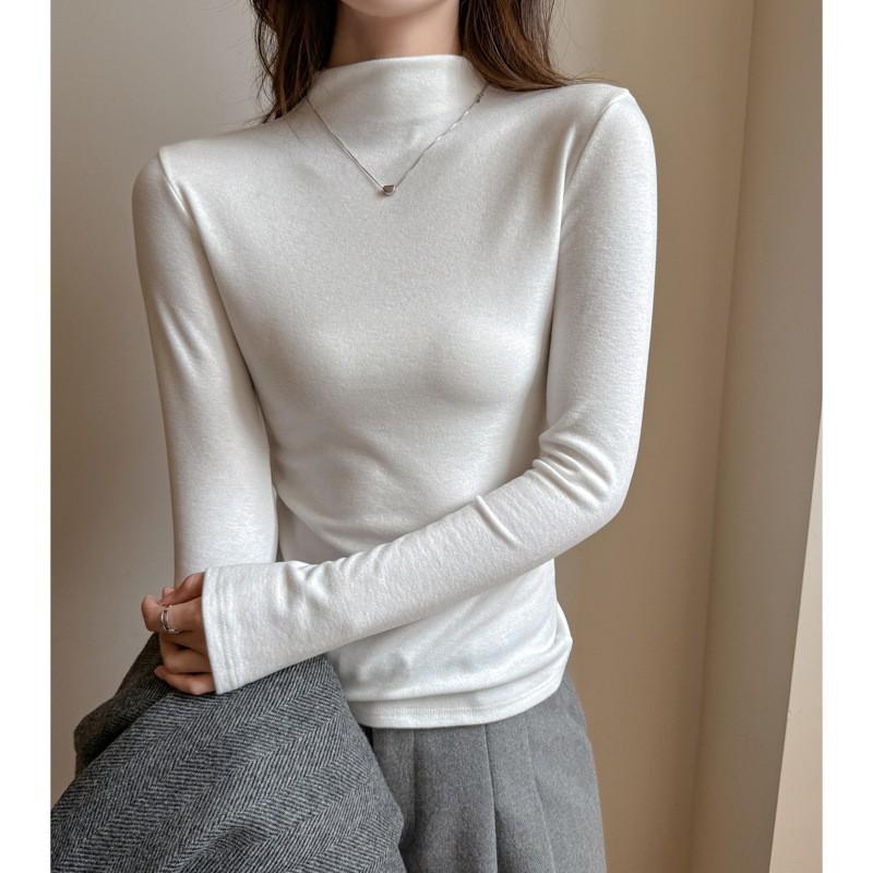 Womens Half Turtleneck Long Sleeve T-Shirt Soft Modal Lyocell Base Layer Top Casual Slim Fit