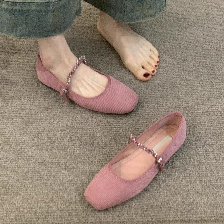 Gentle Fairy Wind Ballet Shoes, Sweet with Skirt, Shallow Mouth Word Mary Jane Shoes