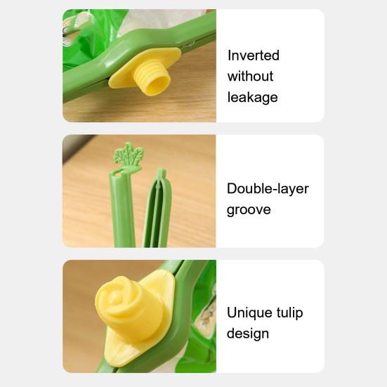 Magnetic Tulip Storage Box Refrigerator Magnets Wall-Mounted Organizer with Clip Bags No-Drilling Kitchen Rack Holder for Spices Utensils Space-Saving