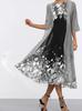 Elegant Summer Chiffon Dress Set With Floral Print For Office Wear