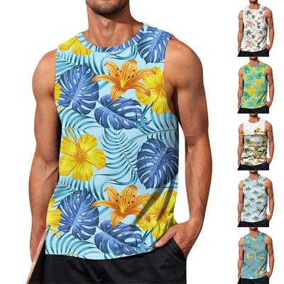 Mens Summer Surf Beach Tank Top Large Size Casual Breathable Sleeveless Top Loose Print Tank Top Man Shirt