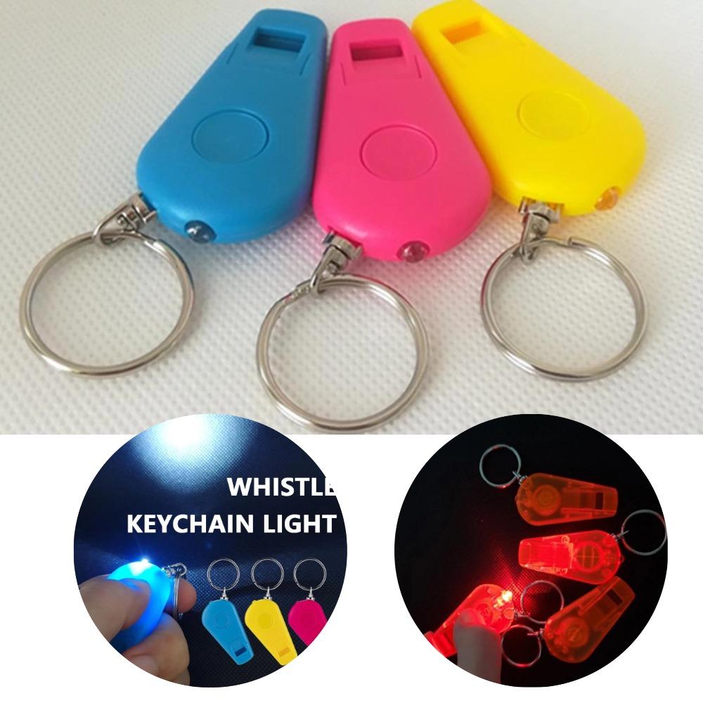 High-Brightness LED Beads Mini Keychain Light Pocket Whistle LED Keychain White Light Flashlight Camping Hiking Light