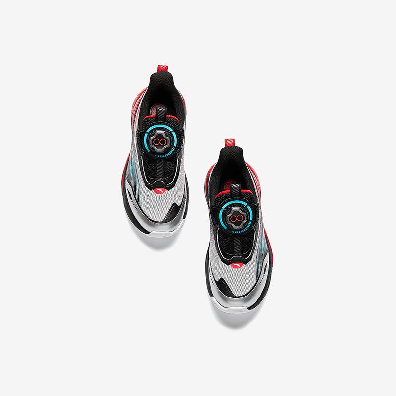 Anta Kids Synthetic Leather Fabric Comfortable Versatile Sports Shoes Kids Sneakers Black Silver Red 312519963-4