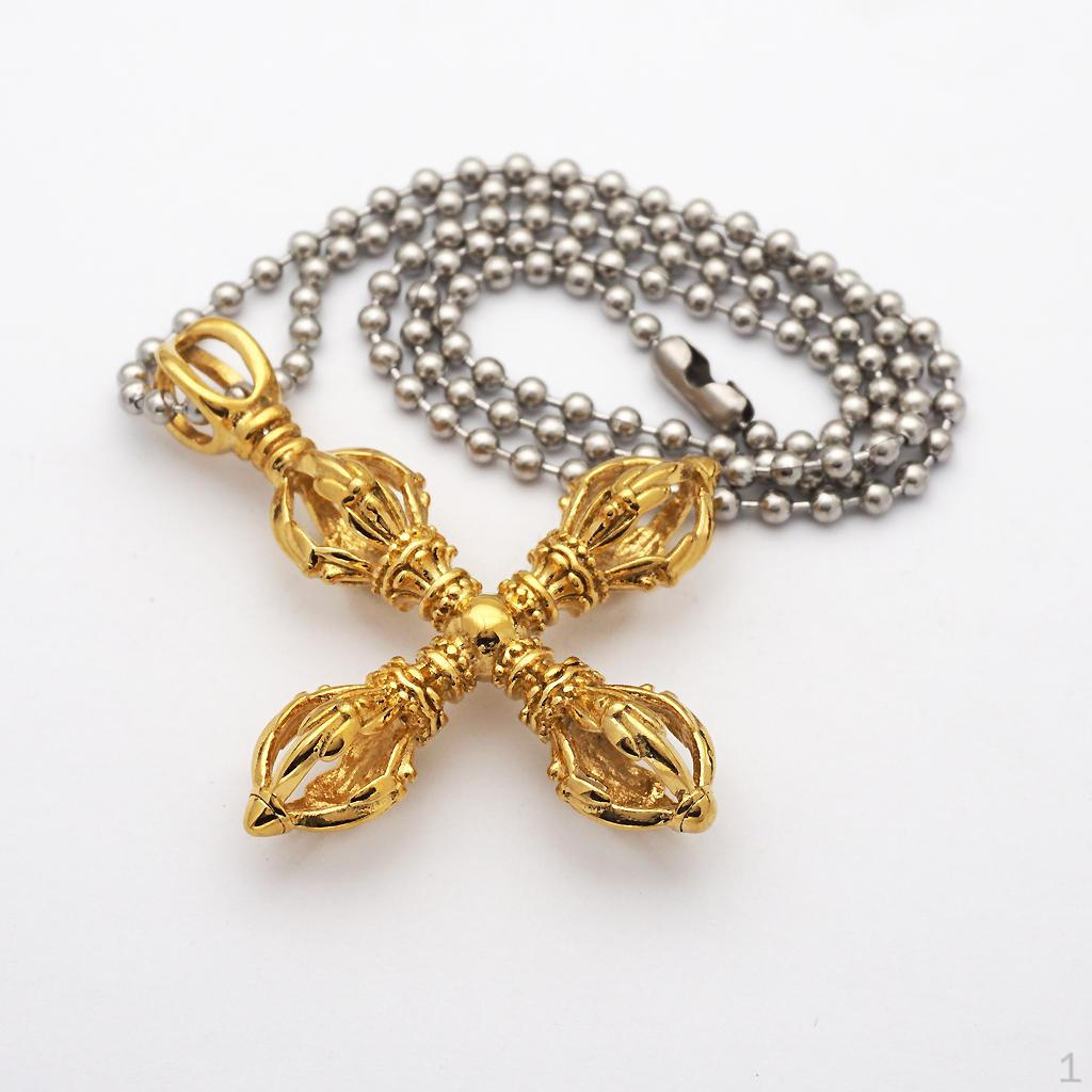 

Ожерелье с подвеской Ваджра из нержавеющей стали для мужчин - длина цепочки 50см золотой