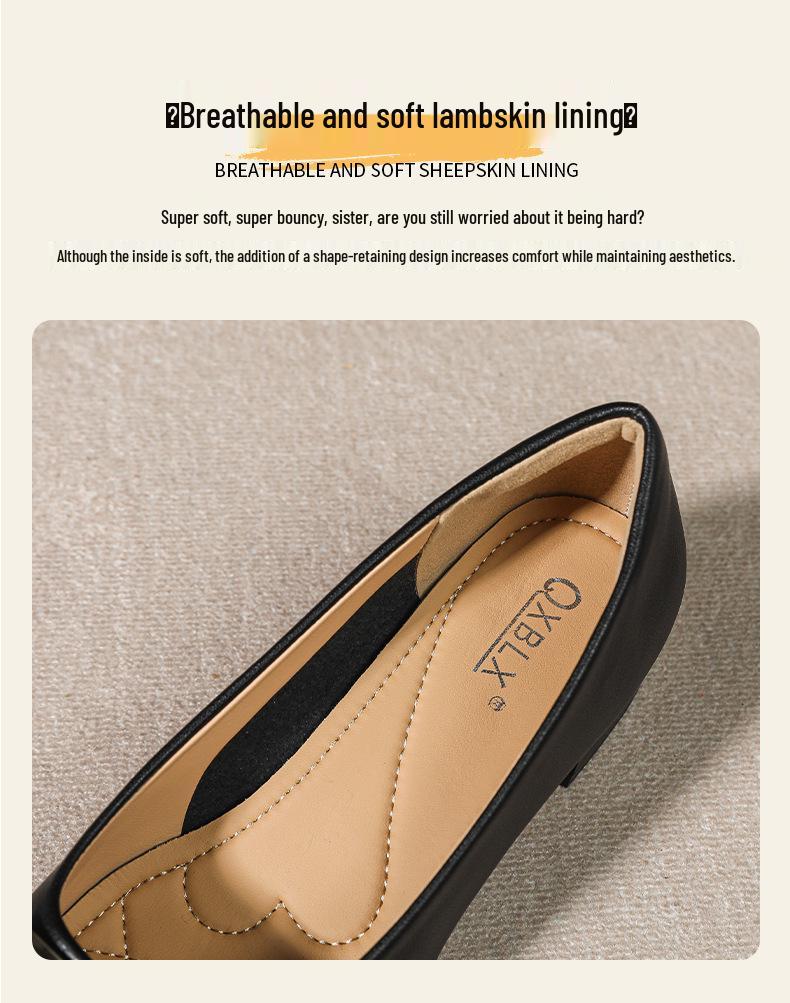 2026 Spring/Summer Women's Square Toe Soft Leather Chunky Heel Pumps - Professional Work Shoes with Soft Sole