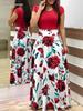 Herbst 2026 Langarm-Maxikleid mit Blumenprint und Farbblöcken - Damenmode im europäischen und amerikanischen Stil