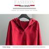 Stylish Red Hooded Zipper Hoodie & Wide-Leg Pants Set for Women, Autumn/Winter, Perfect for Chinese New Year.