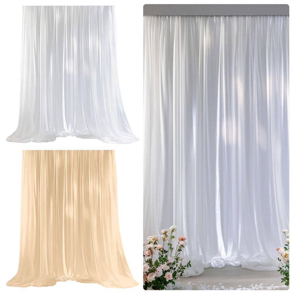 Ice Silk Fabric Wedding Background Pole-mounted Ceiling Satin Fabric Stage Curtain Shimmer Wrinkle Free Champagne Color