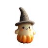 Handmade Felt Halloween Ghost Pumpkin with Wizard Hat Wool Felted Ghost Ornament for Halloween Home Shelf Desk Decor