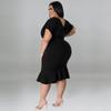 MY981 Plus Size Womens Dress V-Neck Sleeveless Bodycon Midi In Solid Color Knit Milk Silk Fabric Casual Party Wear