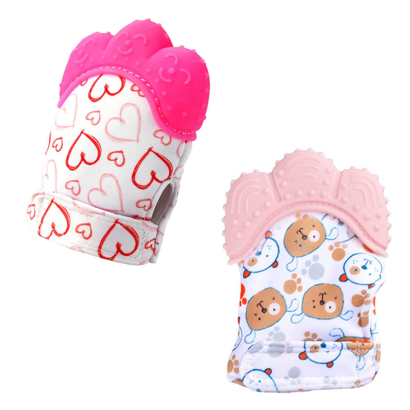 

2PCS Baby Silicone Mitts Teething Mitten Cartoon Shaped Glove Soft Teether