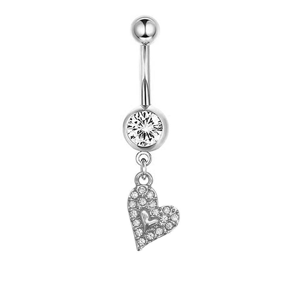 1Pcs Stainless Steel Long Navel Nail Butterfly Heart Five-pointed Star Pendant Navel Ring Piercing Jewelry
