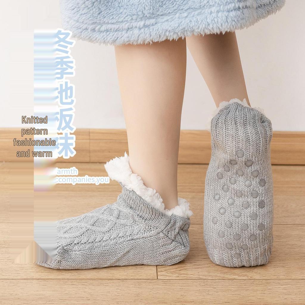 Zimní fleecem podšité protiskluzové teplé domácí ponožky a návleky na nohy pro dospělé