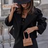Fall Winter Women Jacket Turn-down Collar English Style Chest Pockets Windproof Outwear Single-breasted Solid Color Button Closure Commuting Daily