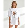 Teddy Bear Zipper Print Oversized T Shirt Black Cute Bear Design For Casual Wear And Street Style Fashion