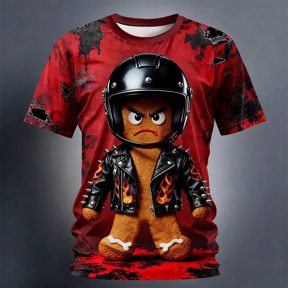 Noworoczna koszulka z krótkim rękawem Boże Narodzenie Piernik 3D Nadruk Męska koszulka Festiwalowa Imprezowa Stroje dla par Stroje dla rodziców i dzieci