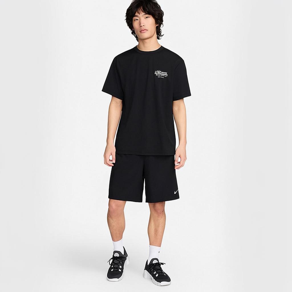 Nike Shorts de sport cinq points pour hommes, couleur unie, décontractés, à lacets, confortables, taille moyenne, noir FN2999-010