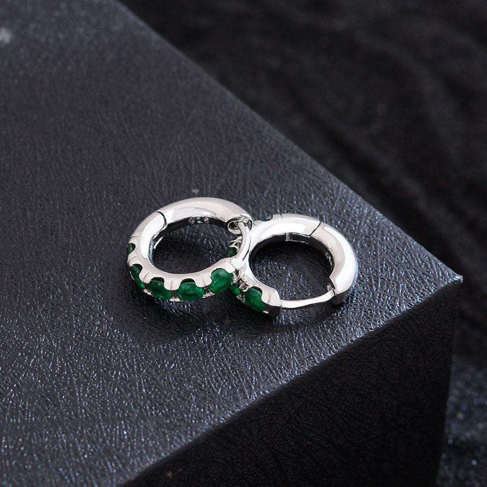 French Light Luxury Green Diamond-Encrusted Gold-Plated Earrings Women'S Minimalist High-End Sense Personality Temperament Versatile Earrings Earrings