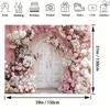 Mehrzweck-Polyester-Fotohintergrund - romantischer Rosenbogen und weiße Tür