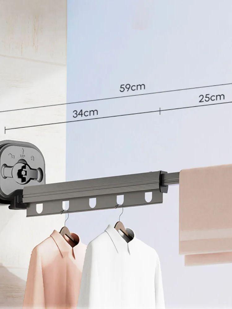 Folding Clothes Hanger Indoor Retractable Cloth Drying Rack Space Saving Home Laundry Clothesline Wall Mount Amp Clothing Rack