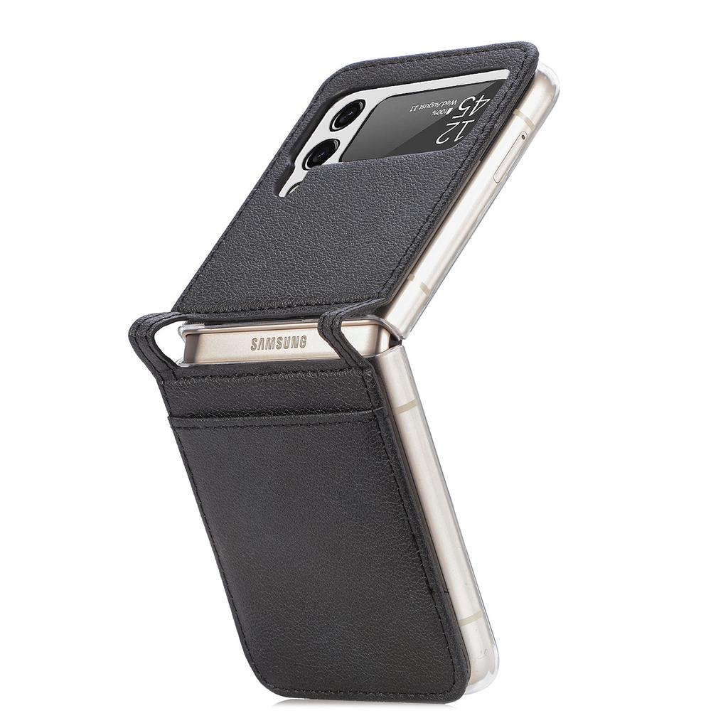 Shockproof Thin Card Slot Leather Case For Samsung Galaxy Z Flip 3 Flip4 Flip 4 Flip3 5g Anti -Scratch Protective Phone Cover