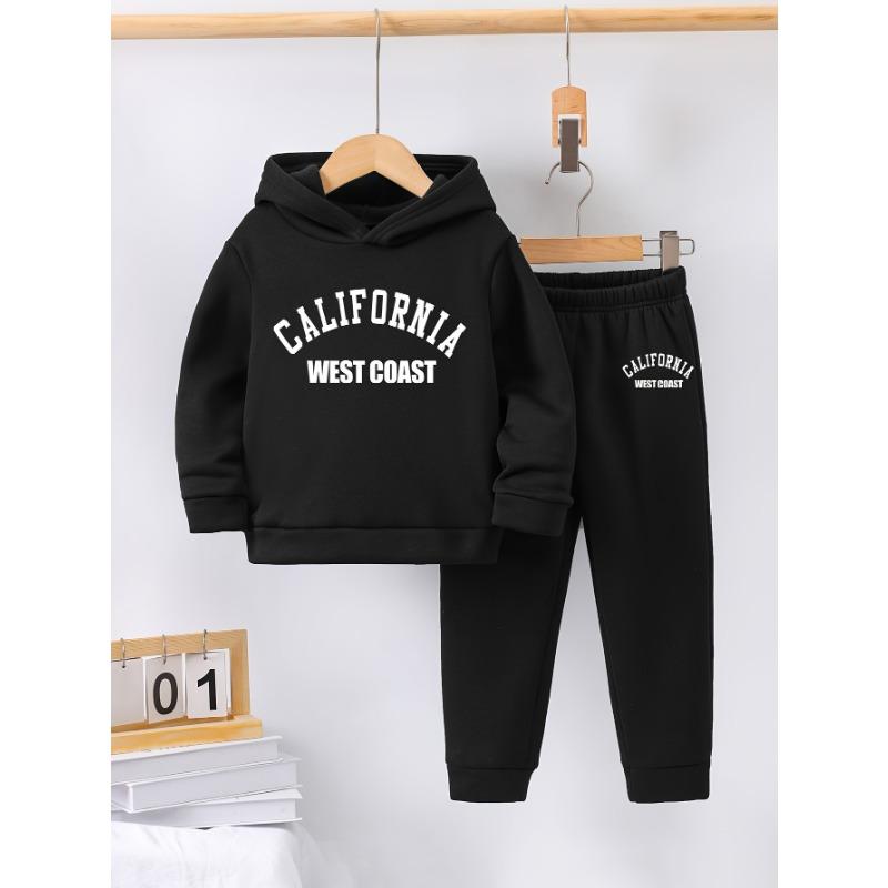 2set Autumn and Winter New Casual Comfort Sports Style Warm Boy Print Warm Lining Hoodie and Tracksuit Pants