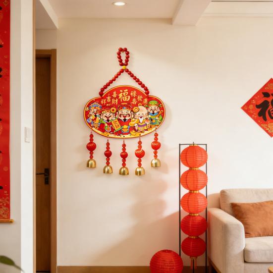 Chinesische Neujahrsdekoration 2026 Jahr des Pferdes Türschild Traditionelles Wandbehang-Ornament mit kleinen Glöckchen für das Frühlingsfest Zuhause Büro Geschäft