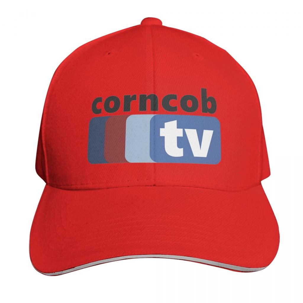 Corncob Tv Baseball Cap Snapback Flat Bill Strapback Dad Hat Six Panel Structured Crown